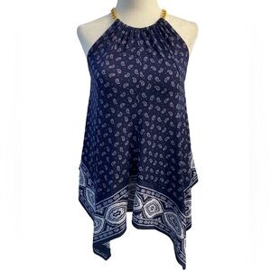 Michael Kors Chain-Neck Jersey Halter Top Size XS Boho Paisley Print